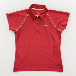 Reebok Women's Top Size S Red Polo Shirt Short Sleeves Collared Play Dry GUC
